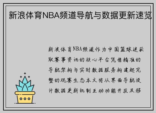 新浪体育NBA频道导航与数据更新速览