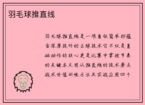 羽毛球推直线